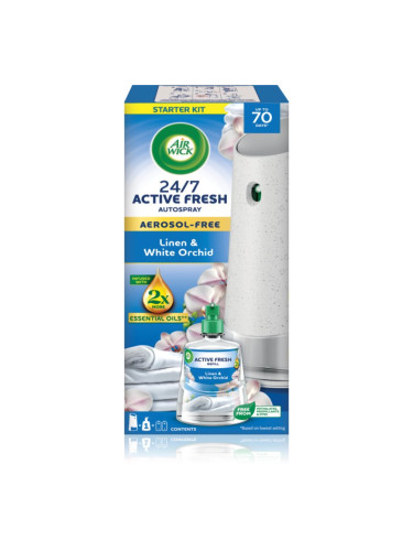 Air Wick Active Fresh Linen & White Orchid автоматичен освежител за въздух с пълнител 228 мл.