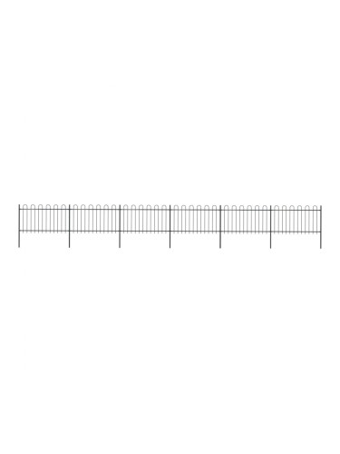 Sonata Градинска ограда с извити върхове, стомана, 10,2x1 м, черна