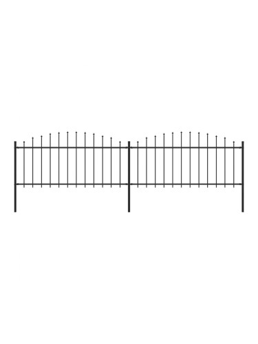 Sonata Градинска ограда с пики, стомана, (0,5-0,75)x3,4 м, черна