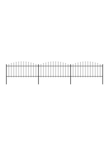 Sonata Градинска ограда с пики, стомана, (0,5-0,75)x5,1 м, черна