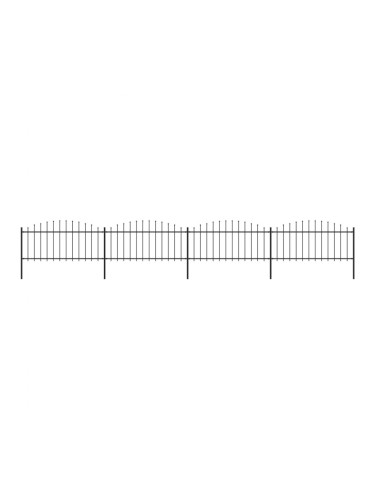 Sonata Градинска ограда с пики, стомана, (0,5-0,75)x6,8 м, черна