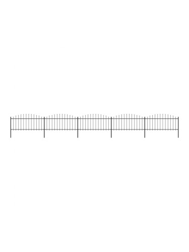 Sonata Градинска ограда с пики, стомана, (0,5-0,75)x8,5 м, черна