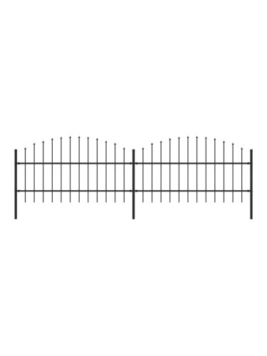 Sonata Градинска ограда с пики, стомана, (0,75-1)x3,4 м, черна
