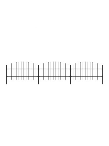 Sonata Градинска ограда с пики, стомана, (0,75-1)x5,1 м, черна