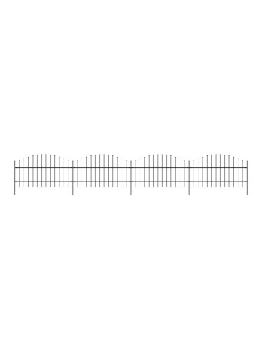 Sonata Градинска ограда с пики, стомана, (0,75-1)x6,8 м, черна