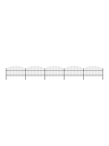 Sonata Градинска ограда с пики, стомана, (0,75-1)x8,5 м, черна