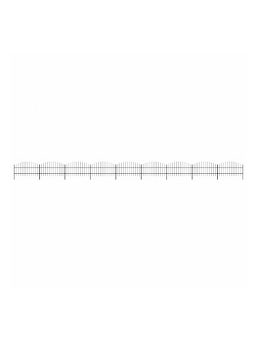 Sonata Градинска ограда с пики, стомана, (0,75-1)x15,3 м, черна
