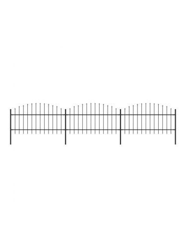 Sonata Градинска ограда с пики, стомана, (1-1,25)x5,1 м, черна