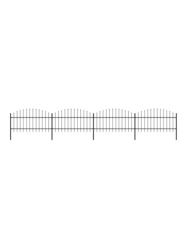 Sonata Градинска ограда с пики, стомана, (1-1,25)x6,8 м, черна
