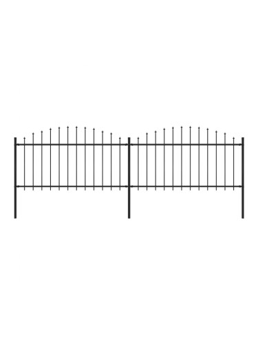 Sonata Градинска ограда с пики, стомана, (1,25-1,5)x3,4 м, черна