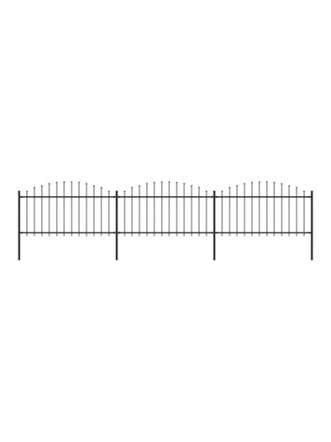 Sonata Градинска ограда с пики, стомана, (1,25-1,5)x5,1 м, черна