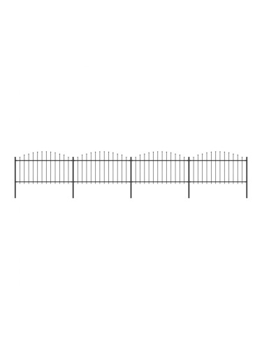 Sonata Градинска ограда с пики, стомана, (1,25-1,5)x6,8 м, черна