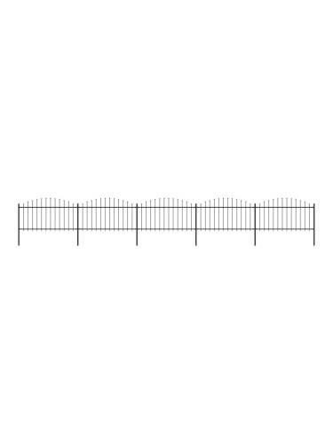 Sonata Градинска ограда с пики, стомана, (1,25-1,5)x8,5 м, черна