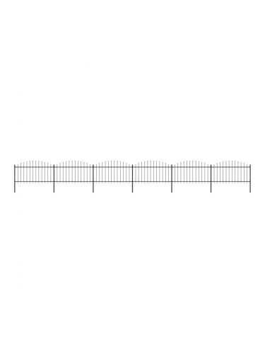 Sonata Градинска ограда с пики, стомана, (1,25-1,5)x10,2 м, черна