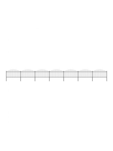 Sonata Градинска ограда с пики, стомана, (1,25-1,5)x11,9 м, черна