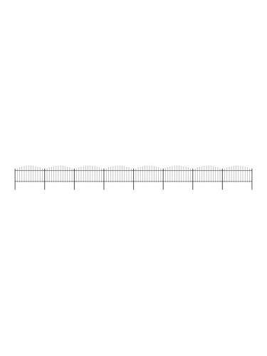 Sonata Градинска ограда с пики, стомана, (1,25-1,5)x13,6 м, черна