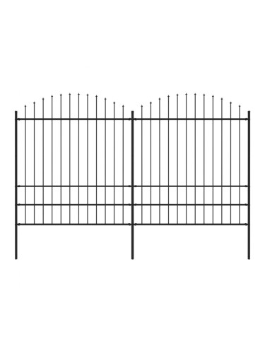 Sonata Градинска ограда с пики, стомана, (1,75-2)x3,4 м, черна