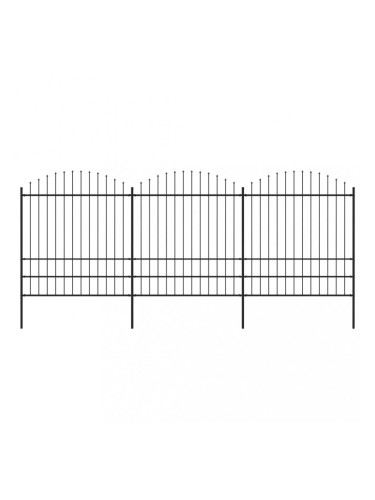 Sonata Градинска ограда с пики, стомана, (1,75-2)x5,1 м, черна