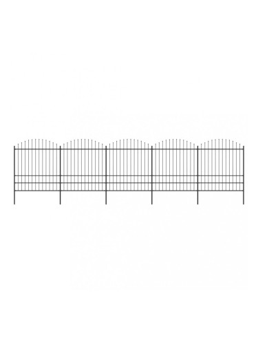 Sonata Градинска ограда с пики, стомана, (1,75-2)x8,5 м, черна