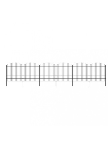 Sonata Градинска ограда с пики, стомана, (1,75-2)x10,2 м, черна