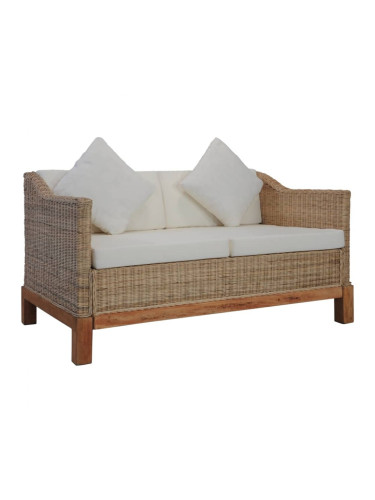 Sonata 2-местен диван с възглавници, естествен цвят, ратан