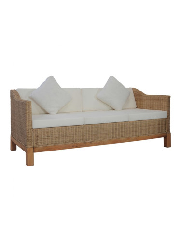 Sonata 3-местен диван с възглавници, естествен цвят, ратан