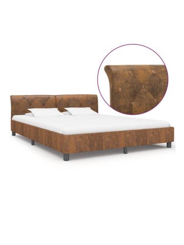 Sonata Рамка за легло, кафява, изкуствен велур, 160x200 см