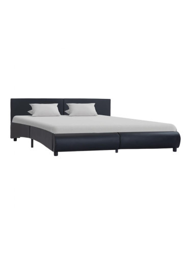 Sonata Рамка за легло, черна, изкуствена кожа, 160x200 cм