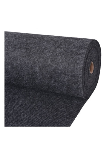 Sonata Изложбен килим, 1,6x20 м, антрацитно черно, набразден