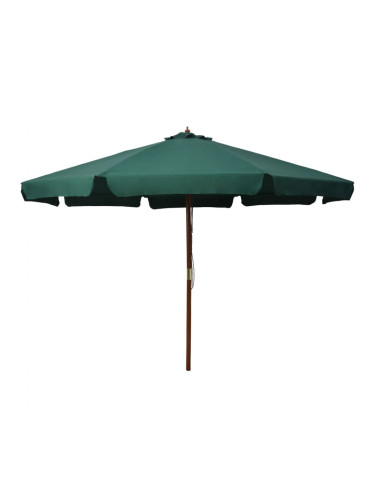 Sonata Градински чадър с дървен прът, 330 см, зелен