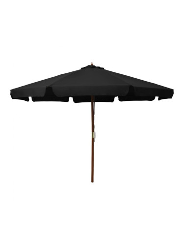 Sonata Градински чадър с дървен прът, 330 см, черен