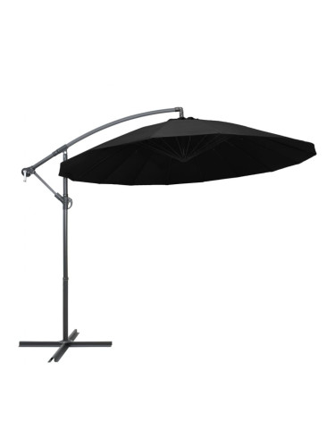Sonata Висящ чадър за слънце, черен, 3 м, алуминиев прът