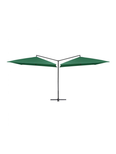 Sonata Двоен чадър със стоманен прът, 250x250 см, зелен