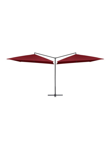 Sonata Двоен чадър със стоманен прът, 250x250 см, бордо червен