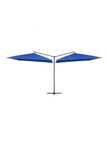 Sonata Двоен чадър със стоманен прът, 250x250 см, лазурносин