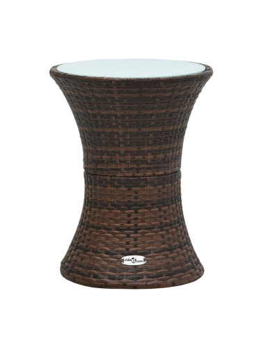 Sonata Градинска странична маса с форма на барабан, кафява, полиратан