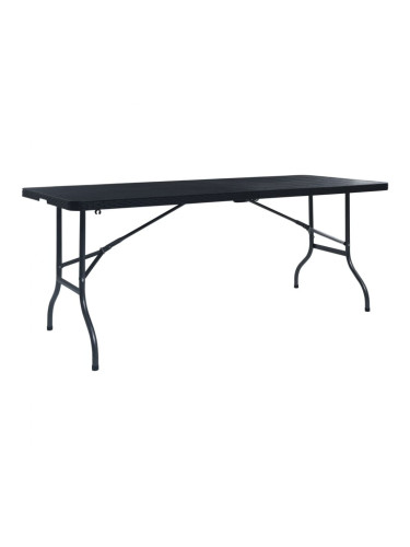 Sonata Сгъваема градинска маса черна 180x75x72 см HDPE имитация ратан
