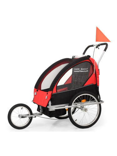 Sonata 2-в-1 Детско спортно ремарке за велосипеди, черно и червено