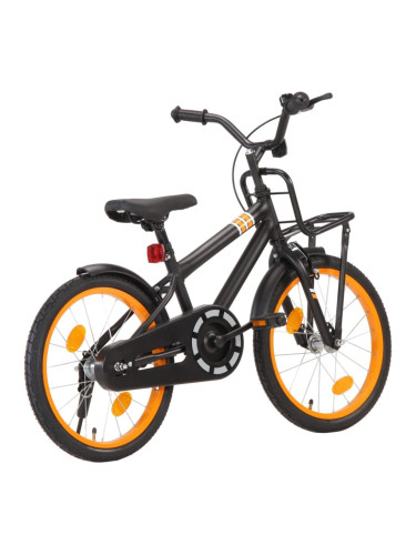 Sonata Детски велосипед с преден багажник, 18 цола, черно и оранжево