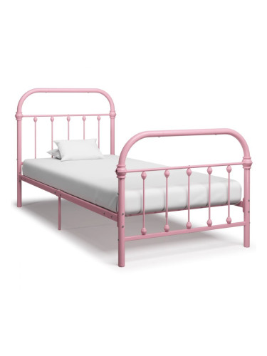 Sonata Рамка за легло, розова, метал, 90x200 см