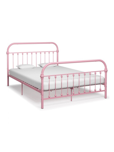 Sonata Рамка за легло, розова, метал, 160x200 см