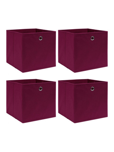 Sonata Кутии за съхранение, 4 бр, тъмночервени, 32x32x32 см, текстил