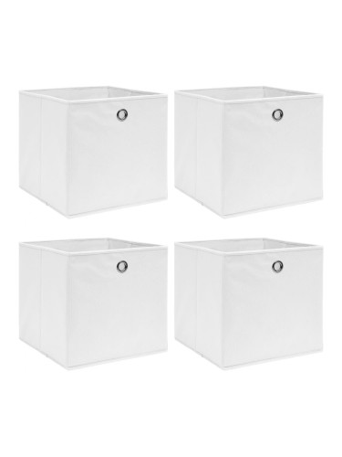 Sonata Кутии за съхранение, 4 бр, бели, 32x32x32 см, текстил
