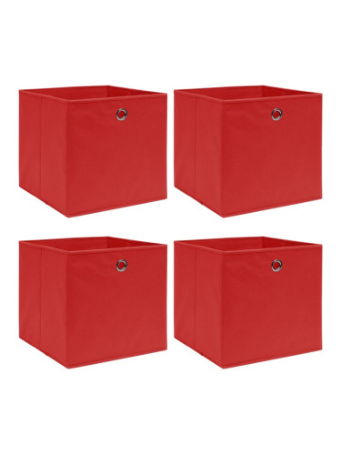 Sonata Кутии за съхранение, 4 бр, червени, 32x32x32 см, текстил