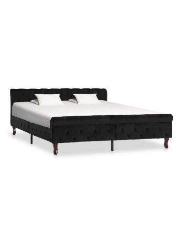 Sonata Рамка за легло, черна, кадифе, 160x200 см