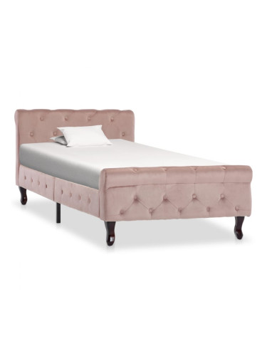 Sonata Рамка за легло, розова, кадифе, 90x200 см