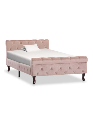 Sonata Рамка за легло, розова, кадифе, 100x200 см