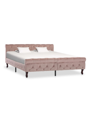 Sonata Рамка за легло, розова, кадифе, 160x200 см
