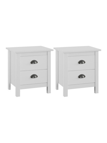 Sonata H Нощни шкафчета Hill 2 бр бели 46x35x49,5 см борово дърво масив