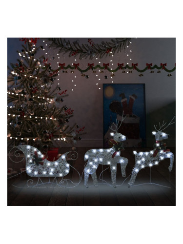 Sonata Коледна украса за открито северни елени с шейна 60 LED сребрист